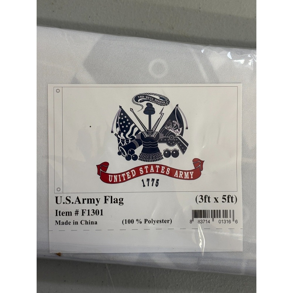 United States Army 1775 Flag This We'll Defend 3x5ft Grommets F1301 White Blue